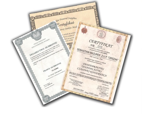 certyfikaty zakładu pogrzebowego